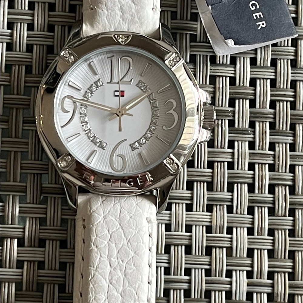 Tommy Hilfiger Silver and White Watch